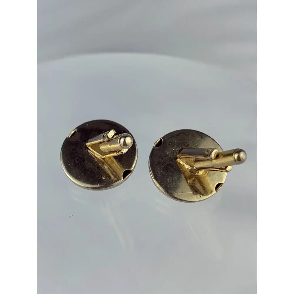 Retro 1980’s Style Button Gold Tone Cufflinks Flashy Funky Statement VTG N1